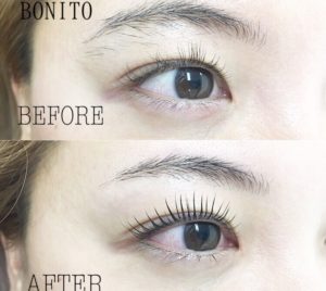 自まつ毛が上がっているか、上がっていないかでは印象がとても変わります。