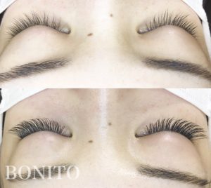 まつ毛エクステでぱっちり可愛いお目元へ！上下付けると一気に華やかになります。